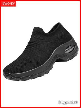 Women's Non Slip Slip On Mesh Walking Sneakers Comfortable Breathable Work Shoes